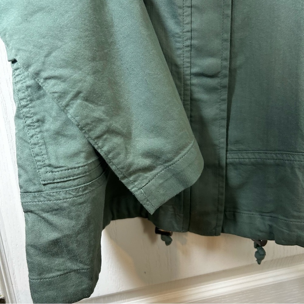 Eileen Fisher Organic Brushed Cotton Hemp Relaxed GREEN Jacket Size Small Petite - Picture 6 of 12